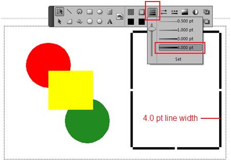 Line width pop-up menu